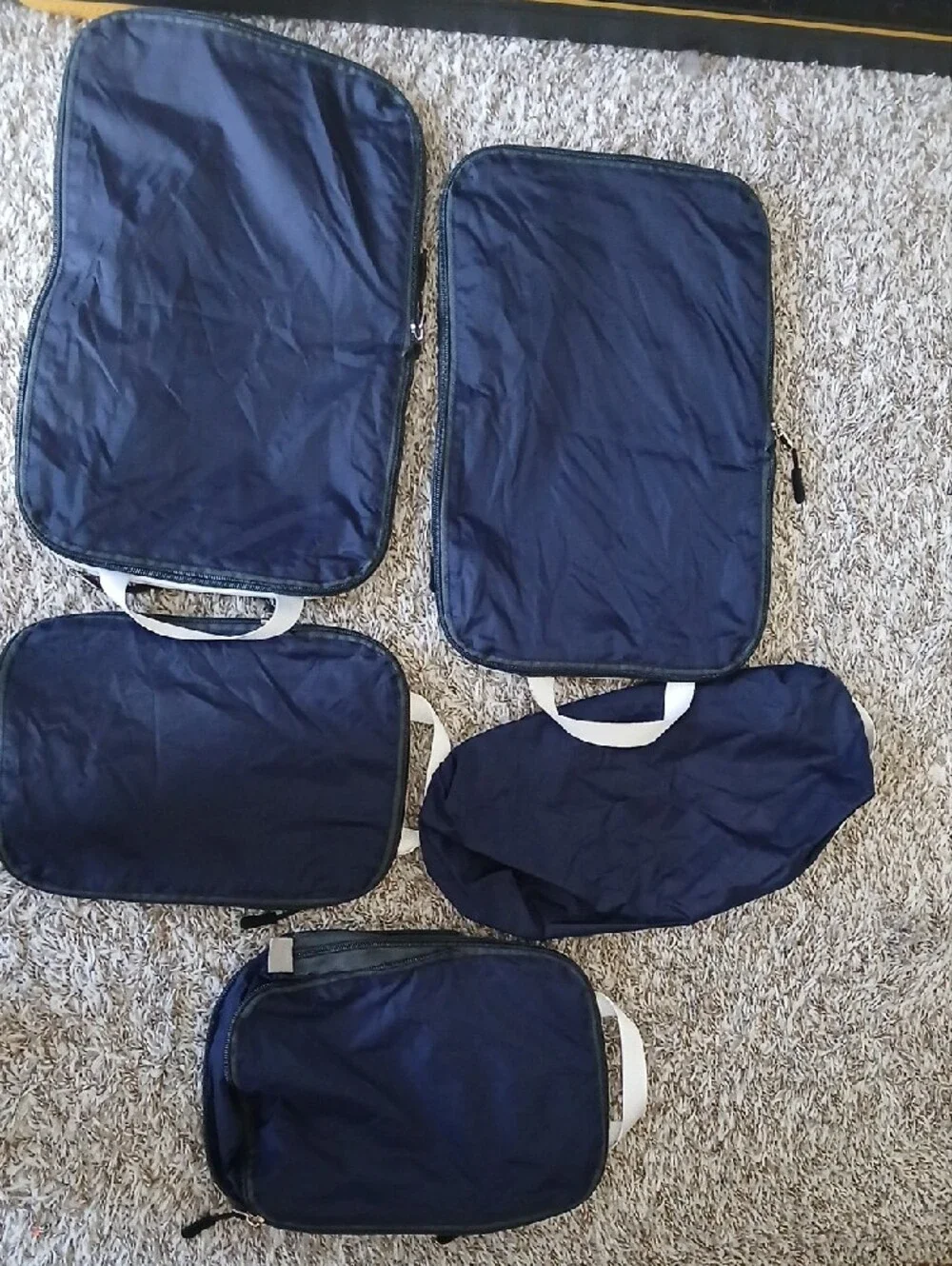Tripped Travel CompressionPacking Cubes Set Of 5 - Navy with White Trim